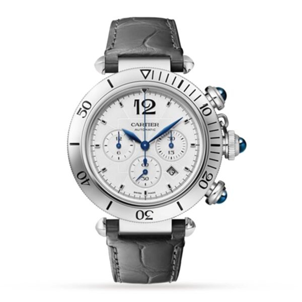 Cartier Pasha de Cartier 41 mm chronograph automatic movement steel interchangeable metal and leather straps WSPA0018