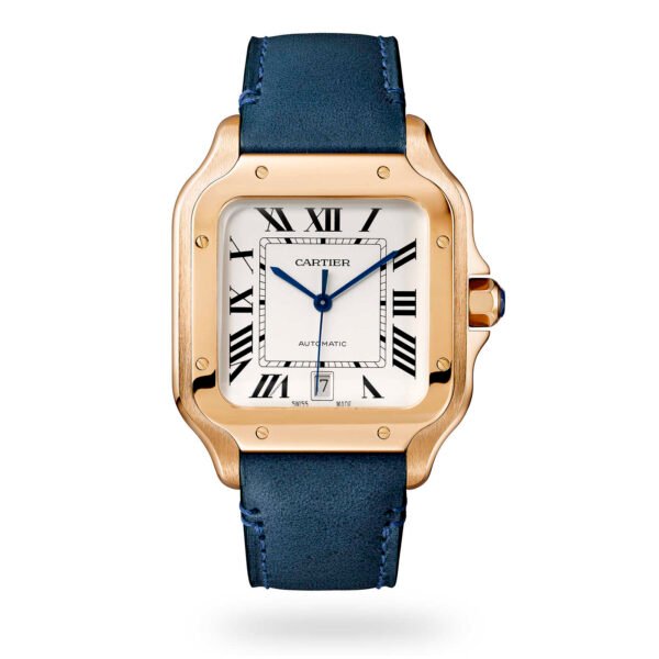 Cartier Santos De Cartier Watch Large Model Automatic Pink Gold 2 Interchangeable Leather Bracelets WGSA0019