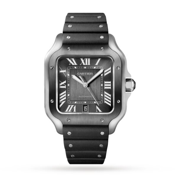 Cartier Santos De Cartier Watch Large Model Automatic Steel ADLC Interchangeable Metal And Rubber Bracelets WSSA0037