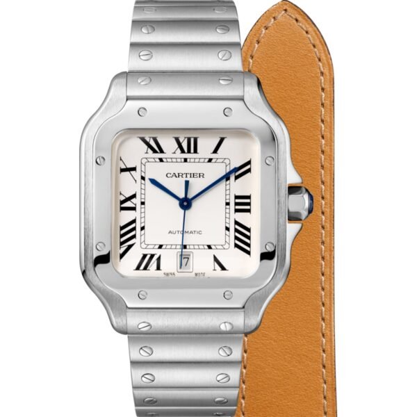 Cartier Santos De Cartier Watch Large Model Automatic Steel Interchangeable Metal And Leather Bracelets WSSA0018/WSSA0009