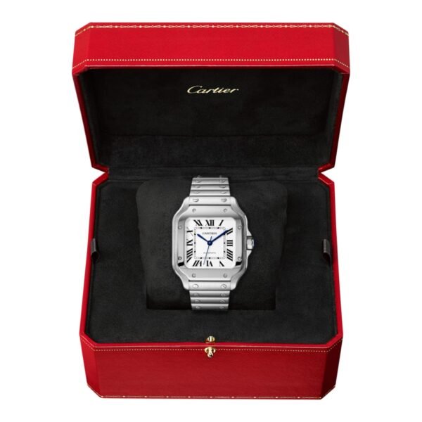 Cartier Santos De Cartier Watch Medium Model Automatic Steel Interchangeable Metal And Leather Bracelets WSSA0029