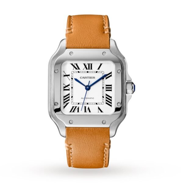 Cartier Santos De Cartier Watch Medium Model Automatic Steel Interchangeable Metal And Leather Bracelets WSSA0029
