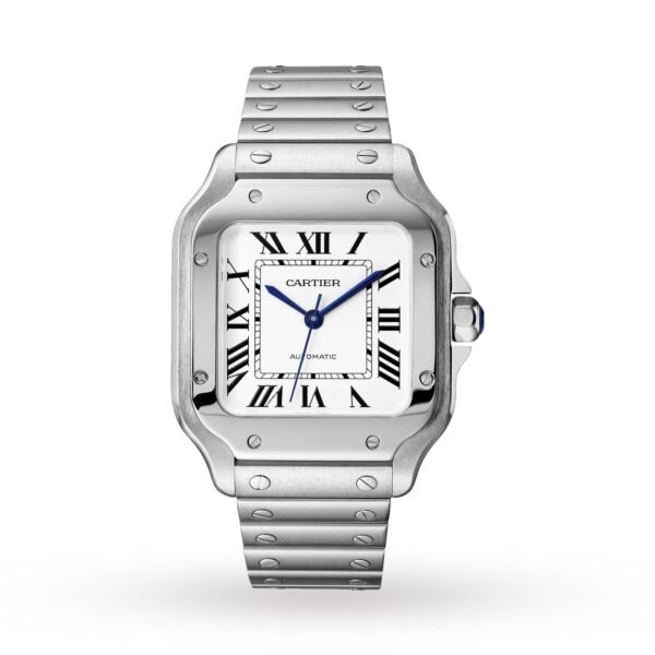 Cartier Santos De Cartier Watch Medium Model Automatic Steel Interchangeable Metal And Leather Bracelets WSSA0029