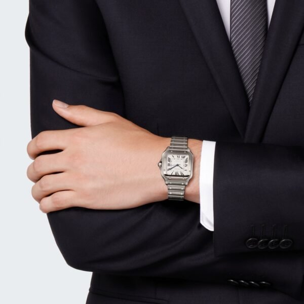 Cartier Santos De Cartier Watch Medium Model Automatic Steel Interchangeable Metal And Leather Bracelets WSSA0029